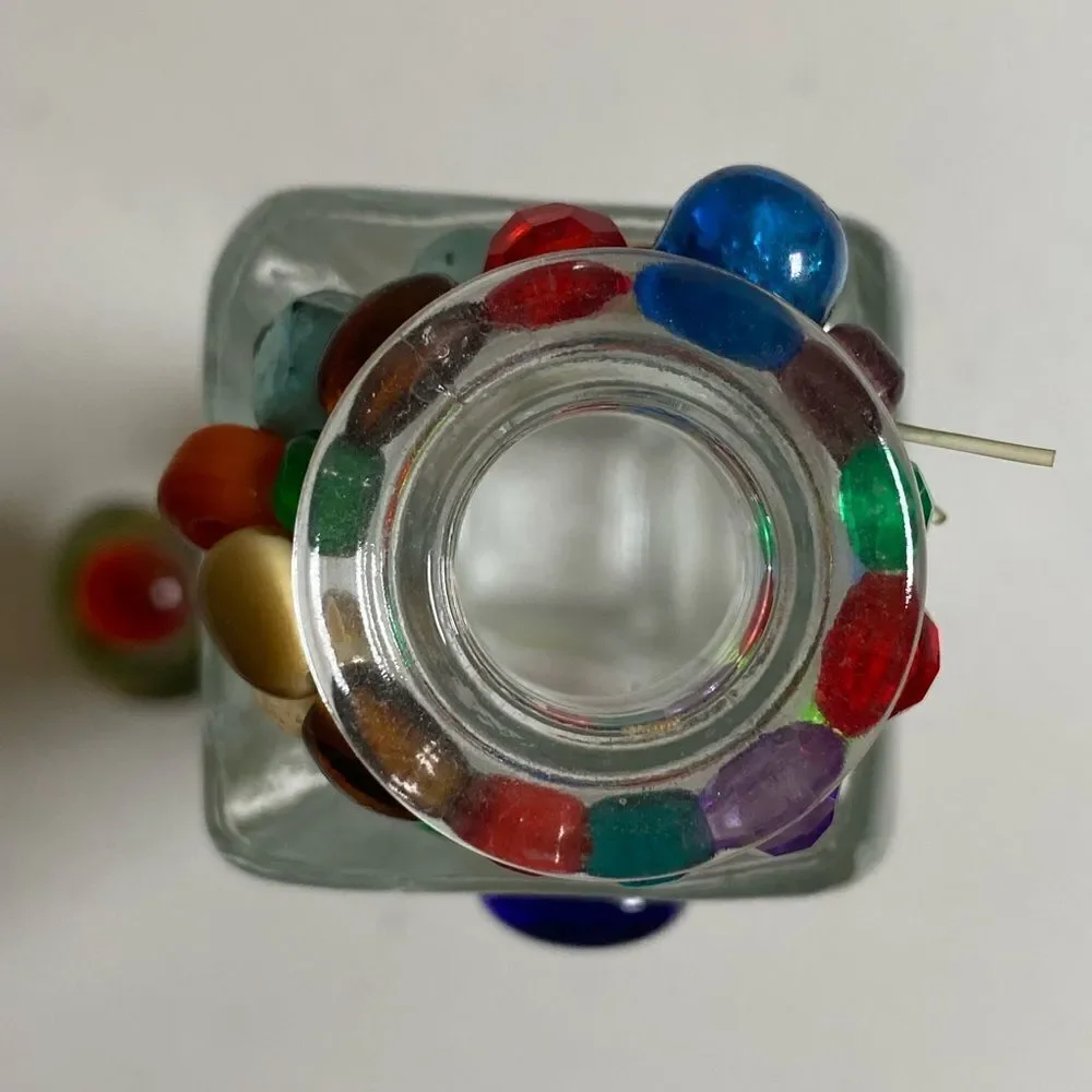 Italy 200ml Glass Jar Multi Color Stones with Removable Lid